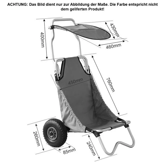 ExtaSea Beach Transportwagen Mit Sonnendach – Bild 4